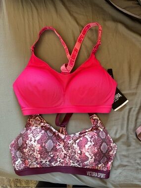 Victoria's Secret Hot Pink & Burgundy Sports Bras Set